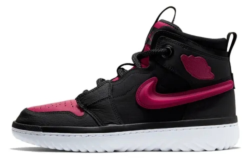 Jordan Air Jordan 1 High React Leather Everyday Versatility Shock Absorbing Support High Top Retro Basketball Shoes Men's Black Burgundy