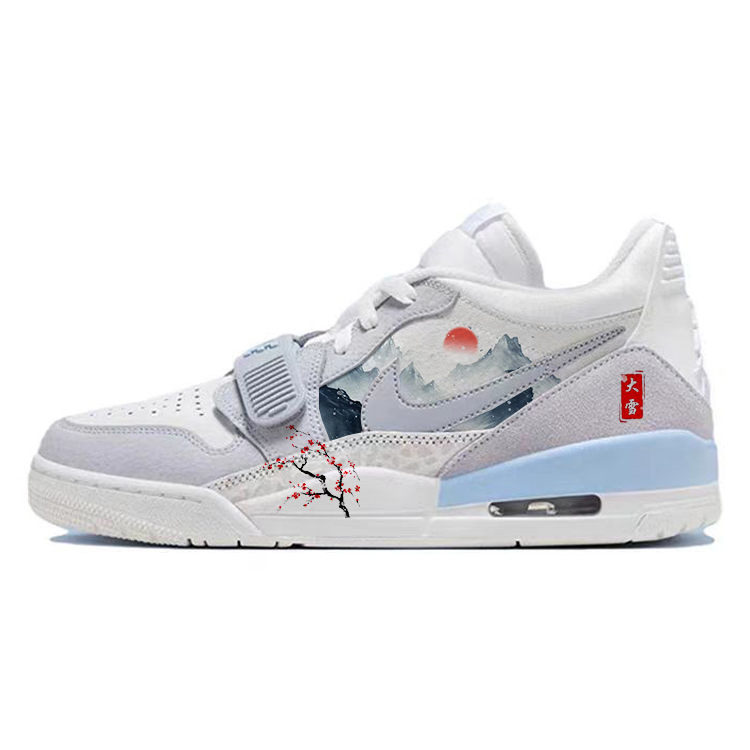 Jordan Legacy 312 Slip Resistant Abrasion Resistant Low top Vintage Basketball Shoes Men's Gray White