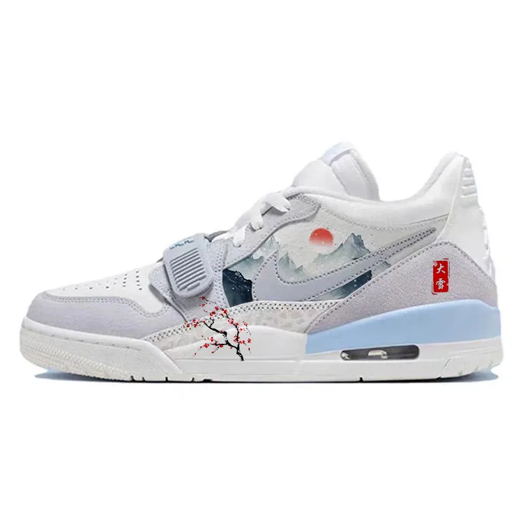 Jordan Legacy 312 Slip Resistant Abrasion Resistant Low top Vintage Basketball Shoes Men's Gray White