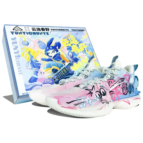 Li Ning Storm 2024 Cushioning Abrasion Resistant Breathable Low top Basketball Shoes Men's Blue Pink