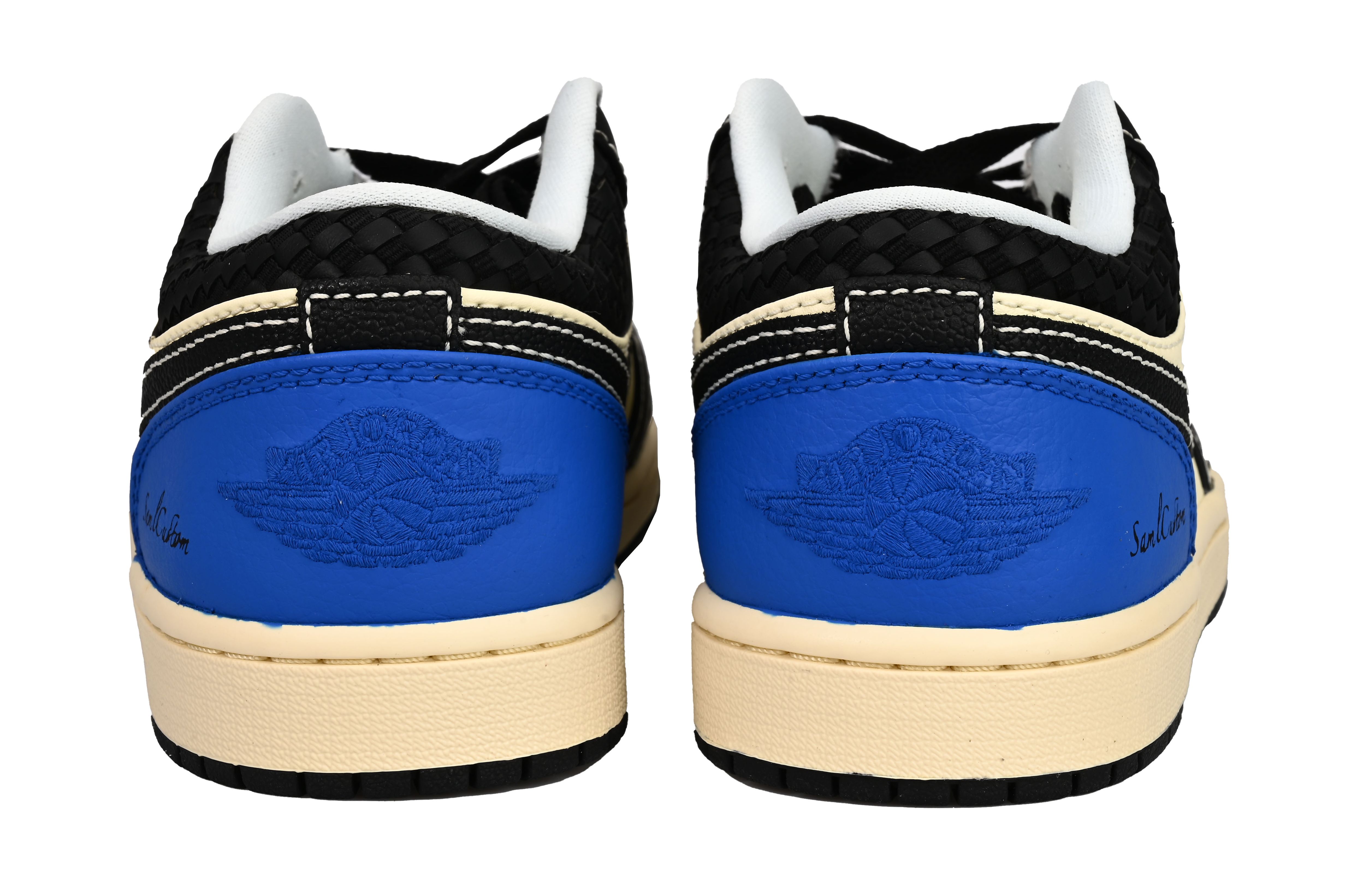 Jordan Air Jordan 1 Breathable Low top Vintage Basketball Shoes Men’s Beige Black Blue