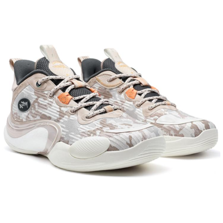 XTEP Textile, Artificial Leather Slip Resistant Abrasion Resistant Low top Basketball Shoes Men’s Pink Tan Brown