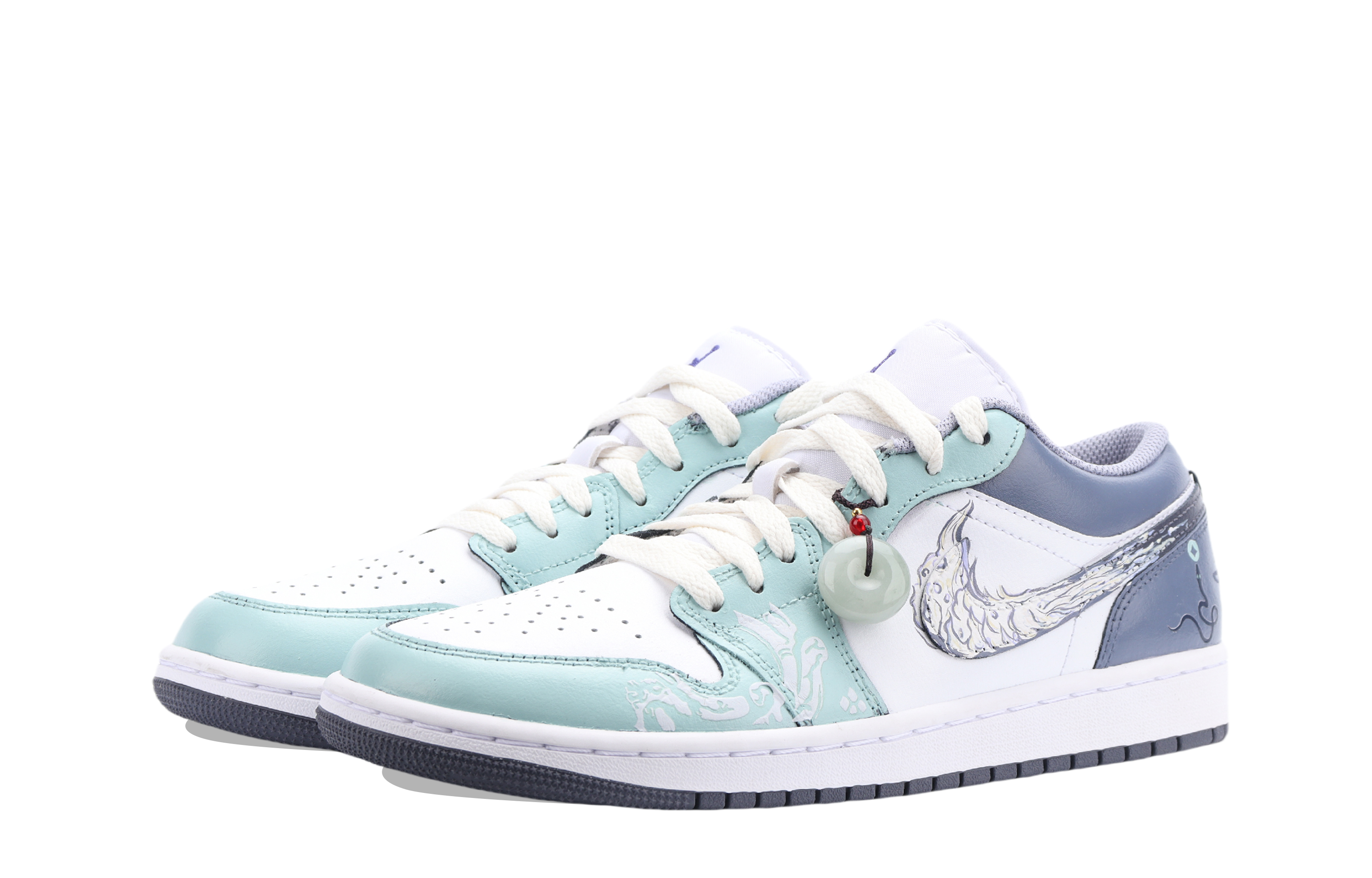 Jordan Air Jordan 1 Slip Resistant Slip Resistant Low top Vintage Basketball Shoes Men’s Purple Green