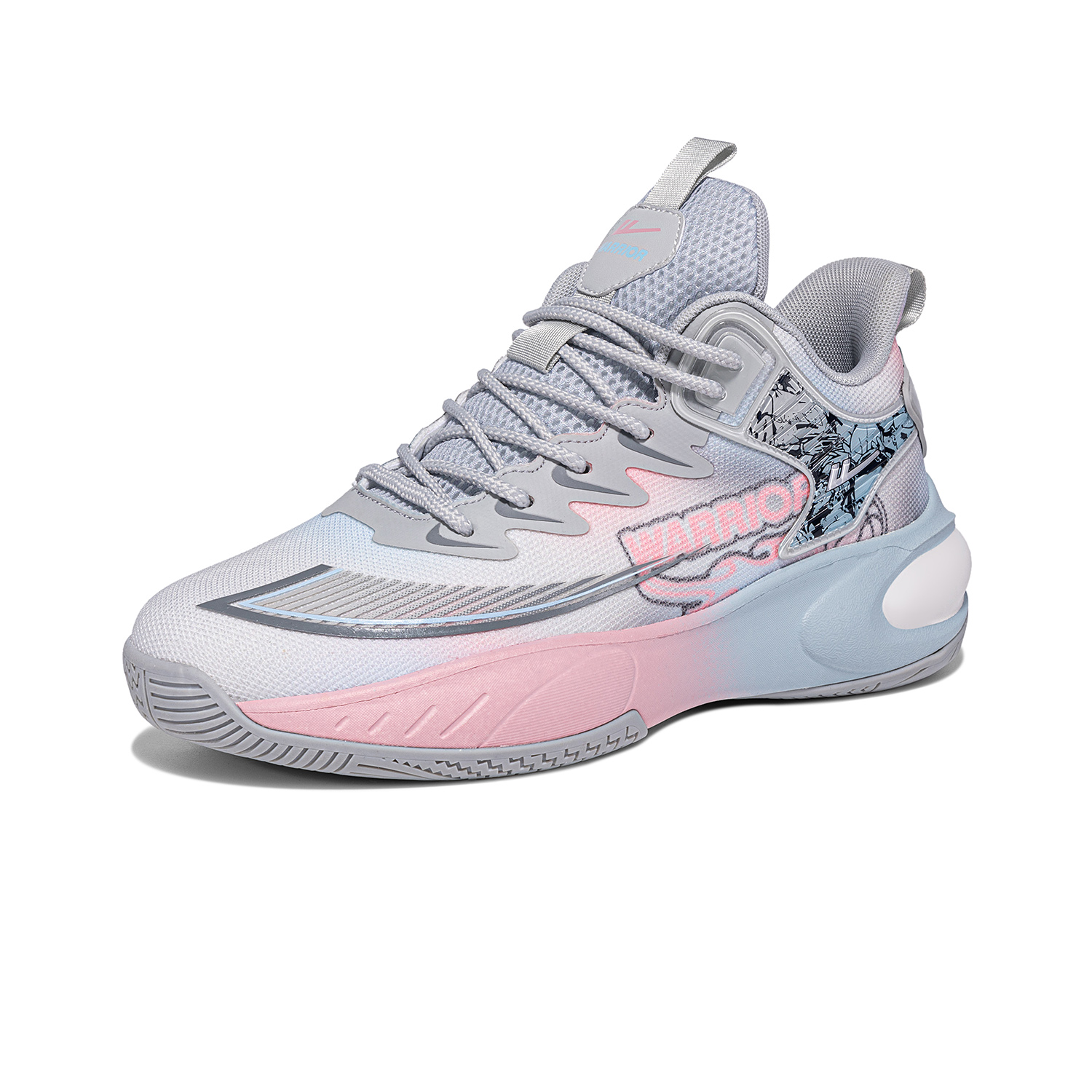 Warrior Abrasion Resistant Breathable Coverage Low top Basketball Shoes Men’s Gray Pink Blue