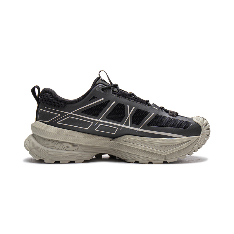 Li Ning Outdoor CF Tracing, Xingchuan SE TPU Low top Hiking Shoes Unisex Black Obsidian Gray