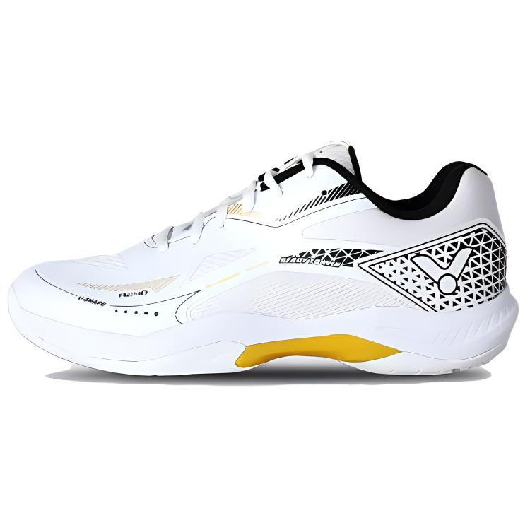 VICTOR Mesh, Synthetic Leather Slip Resistant Abrasion Resistant Low top Badminton Shoes Unisex White Gold