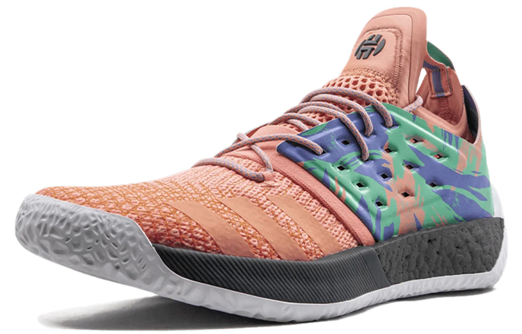 Мужские кроссовки adidas Harden Vol.2 (розово-зеленые) — 牛奶珊瑚粉/亮白/高光绿 — фото 3