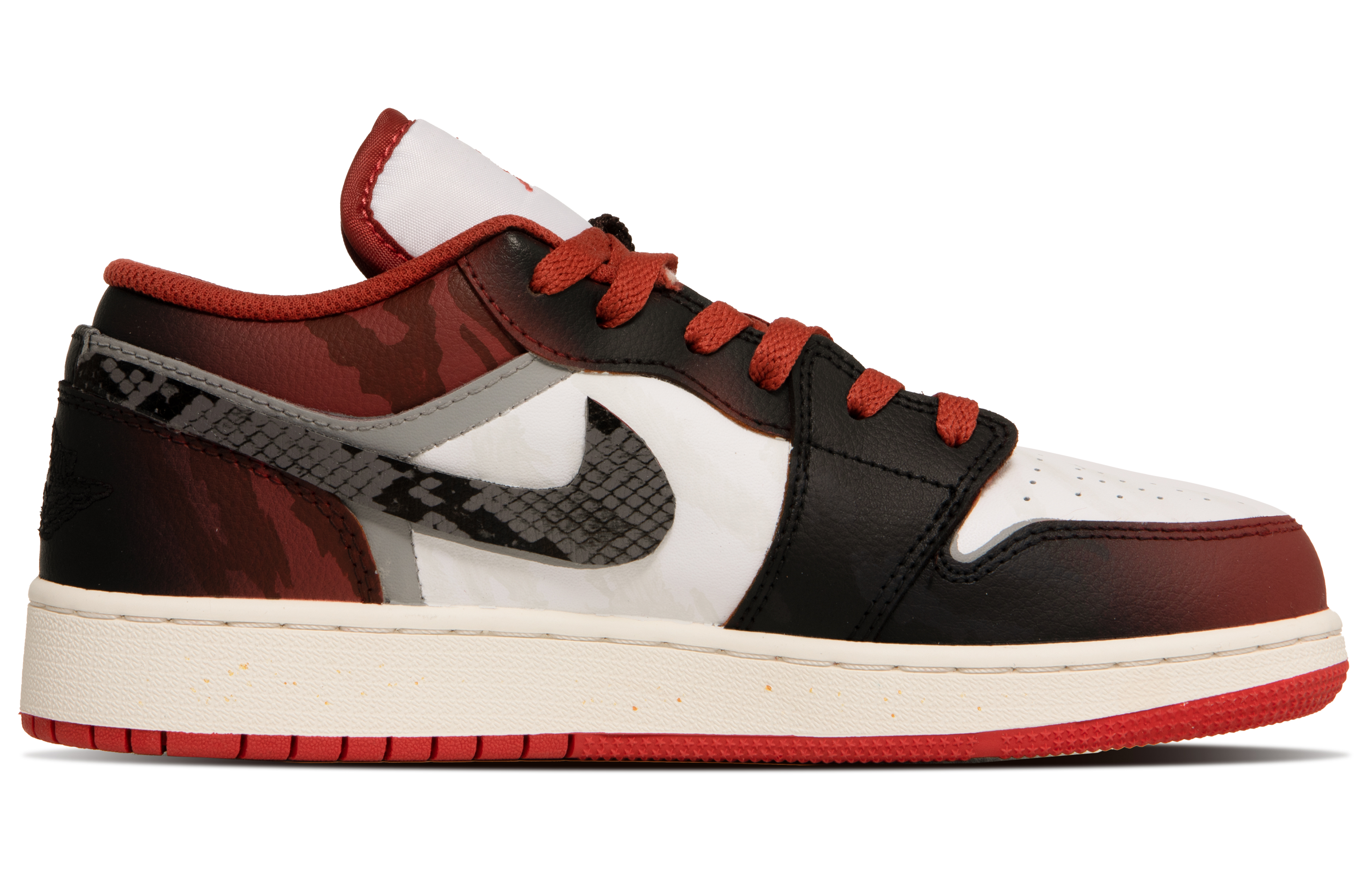 Jordan Air Jordan 1 Cushioning Slip Resistant Low top Vintage Basketball Shoes Men’s Black Red