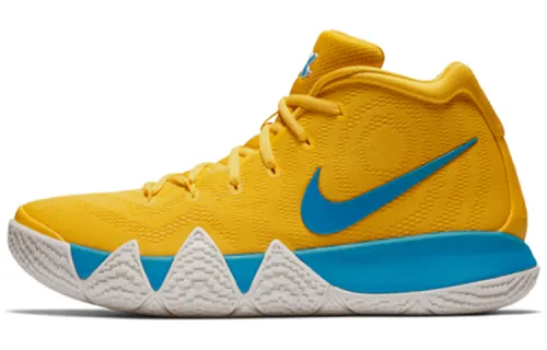 Nike Kyrie 4 Kix Irving 4 Round-head lace fabric shock absorbing support middle top practical basketball shoes men's yellow