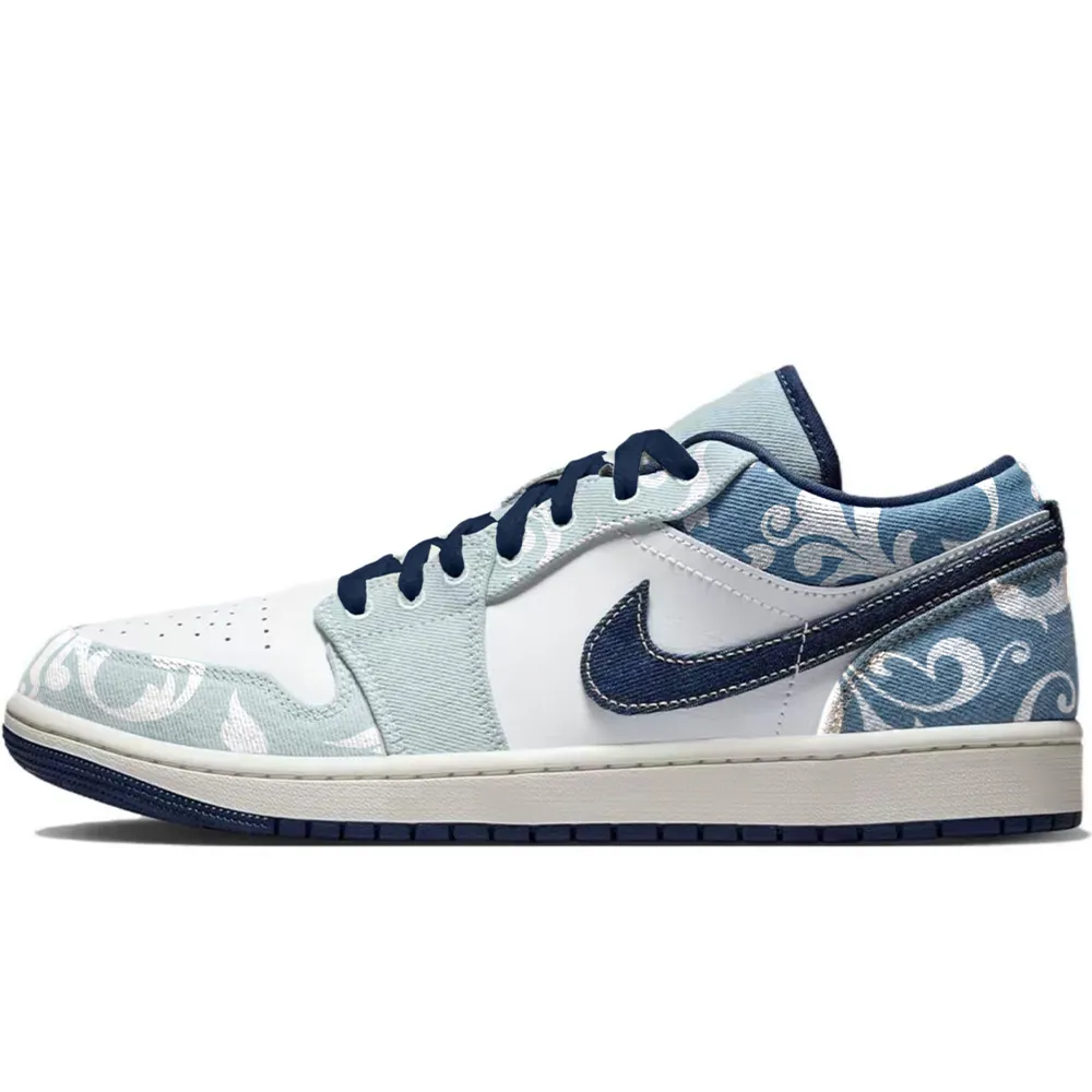 Jordan Air Jordan 1 Vintage Basketball Shoes Men's Low Top White Blue