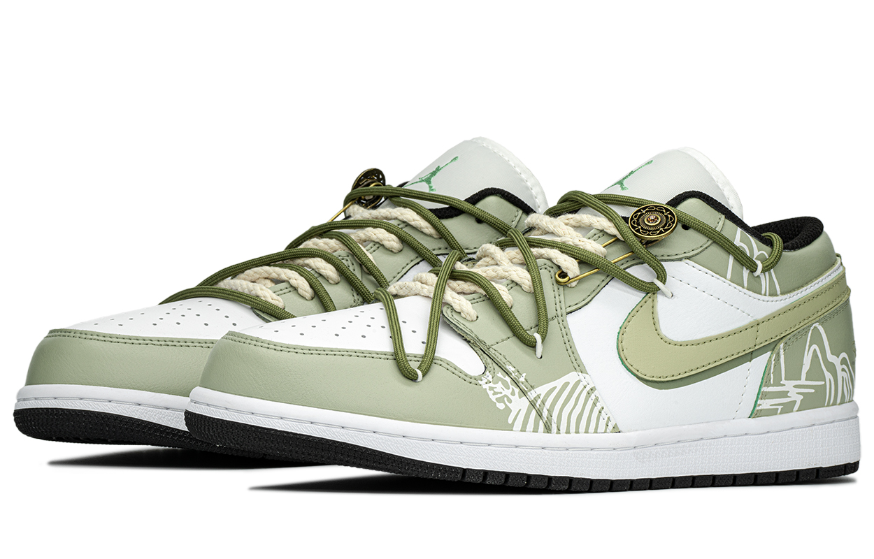 Jordan Air Jordan 1 Low top Vintage Basketball Shoes Men’s Beige Green