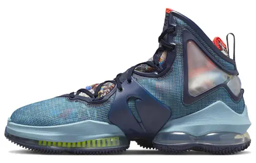 Nike Lebron 19 James 19 Fast Food Round-head lace-up fabric synthetic leather TPU shock-absorbing, anti-slip wear-resistant wrapping support High top practical basketball shoes Men and women Blue Foreign version