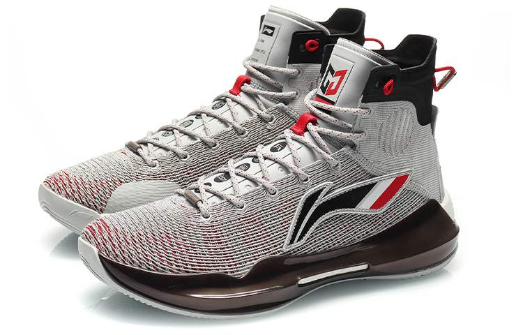 Li Ning YuShuai 13 Boom CJ PE Fabric Cushioning Slip Resistant Abrasion Resistant High top Basketball Shoes Men’s Gray