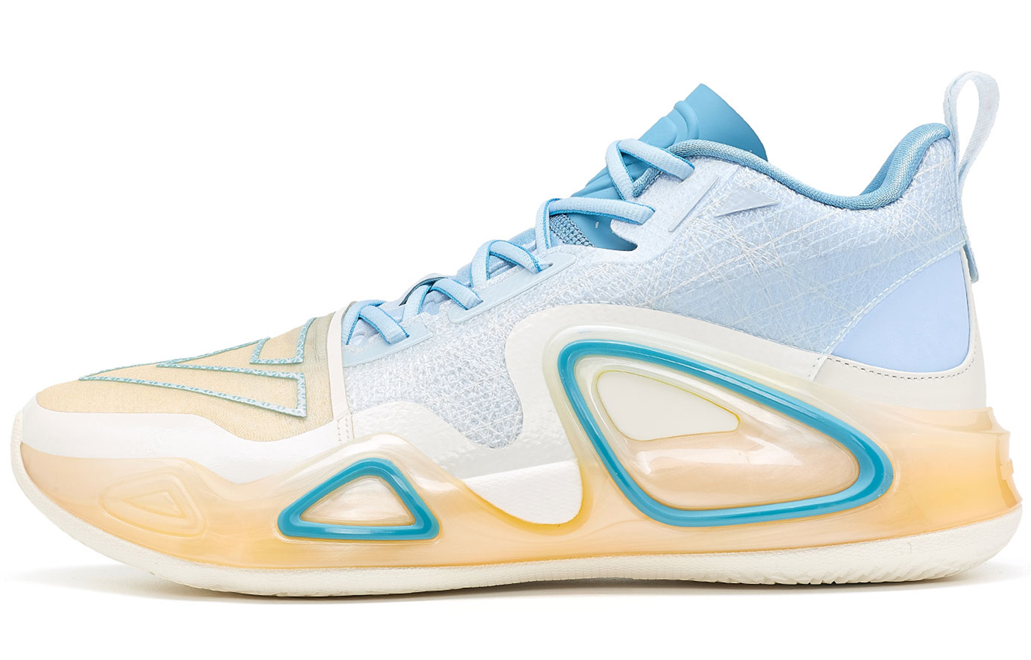 PEAK Surfing The Big Triangle 2.0 Comfortable Mid top Performance Basketball Shoes Men’s Blue Yellow Gradient