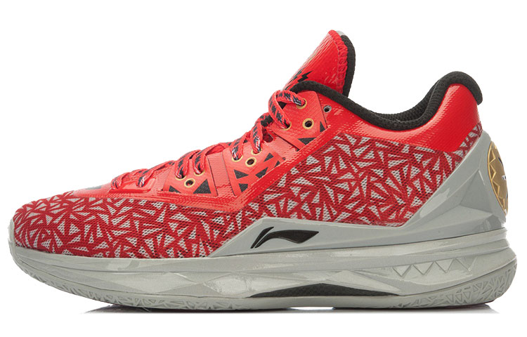Li Ning WOW 4 Basketball Shoes Unisex Mid Top Red/Gray