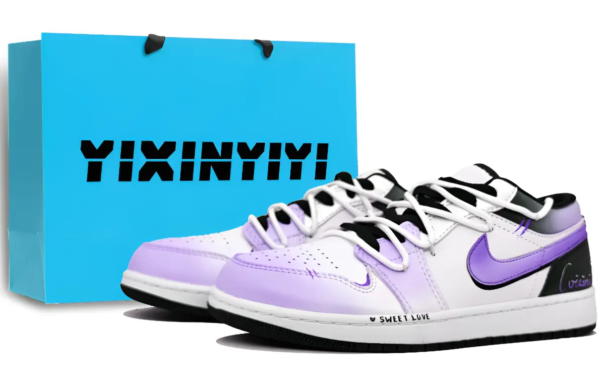 Jordan Air Jordan 1 Cushioning Low top Vintage Basketball Shoes Unisex Romantic Purple
