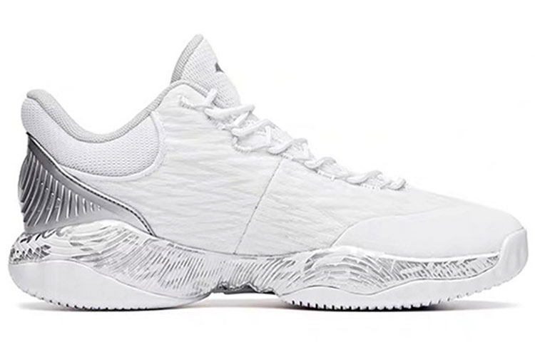 Anta A Shock Synthetic Leather Cushioning Slip Resistant Abrasion Resistant Low top Basketball Shoes Men’s Gray White