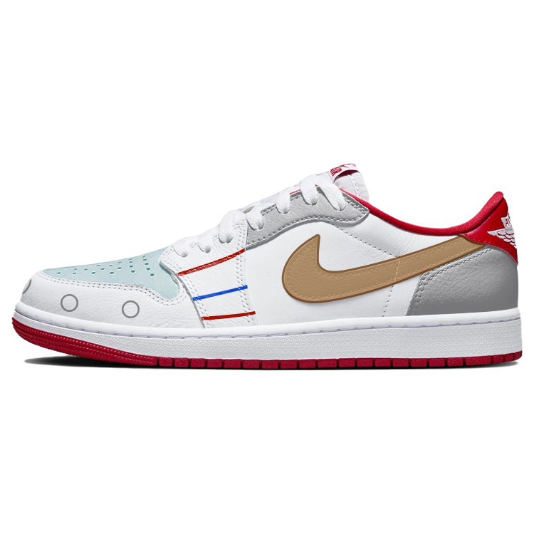 Jordan Air Jordan 1 Cushioning, Non Slip, And Waterproof Low top Vintage Basketball Shoes Unisex White Red