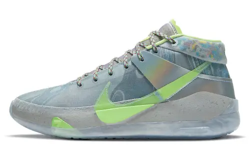 Nike KD 13 Play for the Future Play with the future All-star Round toe lace-up Synthetic leather Shock-absorbing, non-slip and wear-resistant Mid-top practical basketball shoes Unisex style Ice blue and green Foreign version