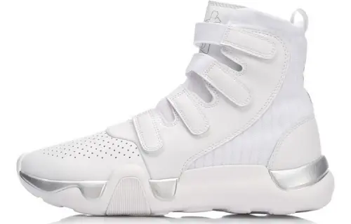 LiNing Wade series Samu one-piece fabric shock-absorbing lightweight non-slip high-top retro basketball shoes men's white