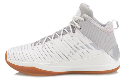 LiNing Li Ning Team Shang 5 Wade Series Shock Absorption High Top Basketball Shoes Men and Women Same Style White Gray