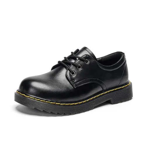 Warrior synthetic leather fashionable British college style leather shoes casual and comfortable thick sole heightening loafers 3CM women black