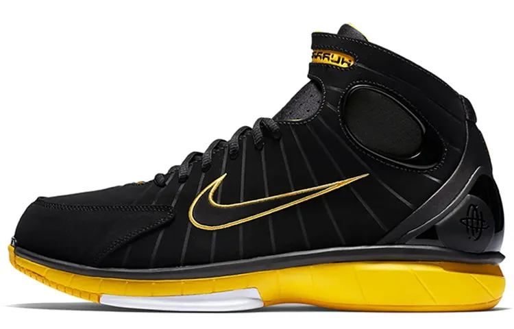 Nike 2K4 Zoom Huarache Kobe Comfortable Slip Resistant Lightweight Mid top Basketball Shoes Men's Black Yellow