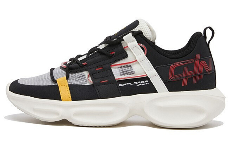 ANTA Training Shoes Men's Low Top Ivory White/Black/University Red