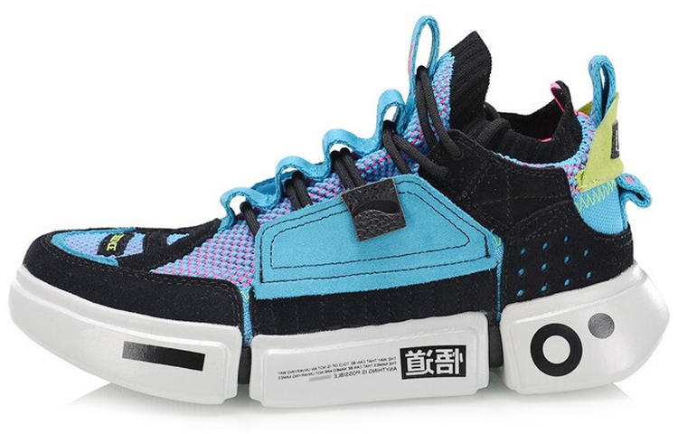 Li Ning Essence ACE Vintage Basketball Shoes Women’s Mid Top Black Blue Pink
