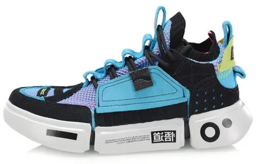 Li Ning Essence ACE Vintage Basketball Shoes Women's Mid Top Black Blue Pink