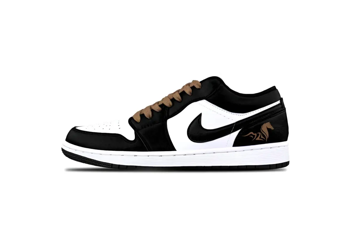 Jordan Air Jordan 1 Pony Baby Cushioning, Wear Resistant Low top Vintage Basketball Shoes Unisex Black White
