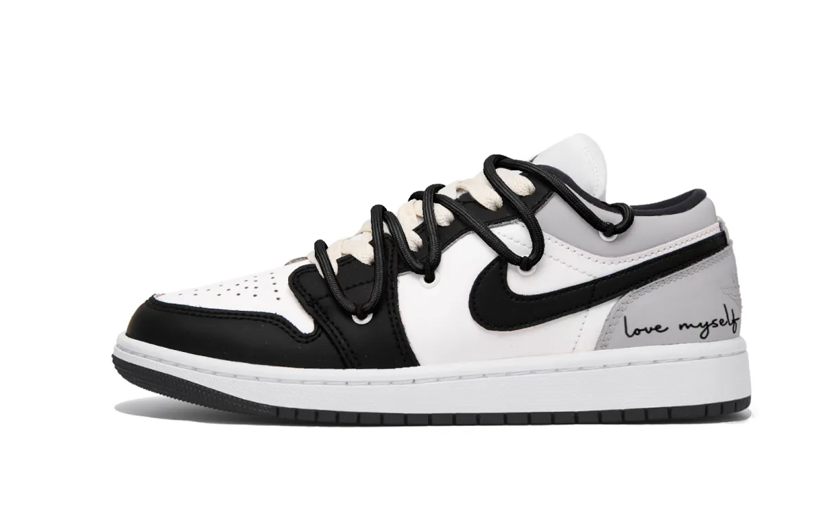 Jordan Air Jordan 1 Puppy Fragment Low top Vintage Basketball Shoes Women's Black Gray