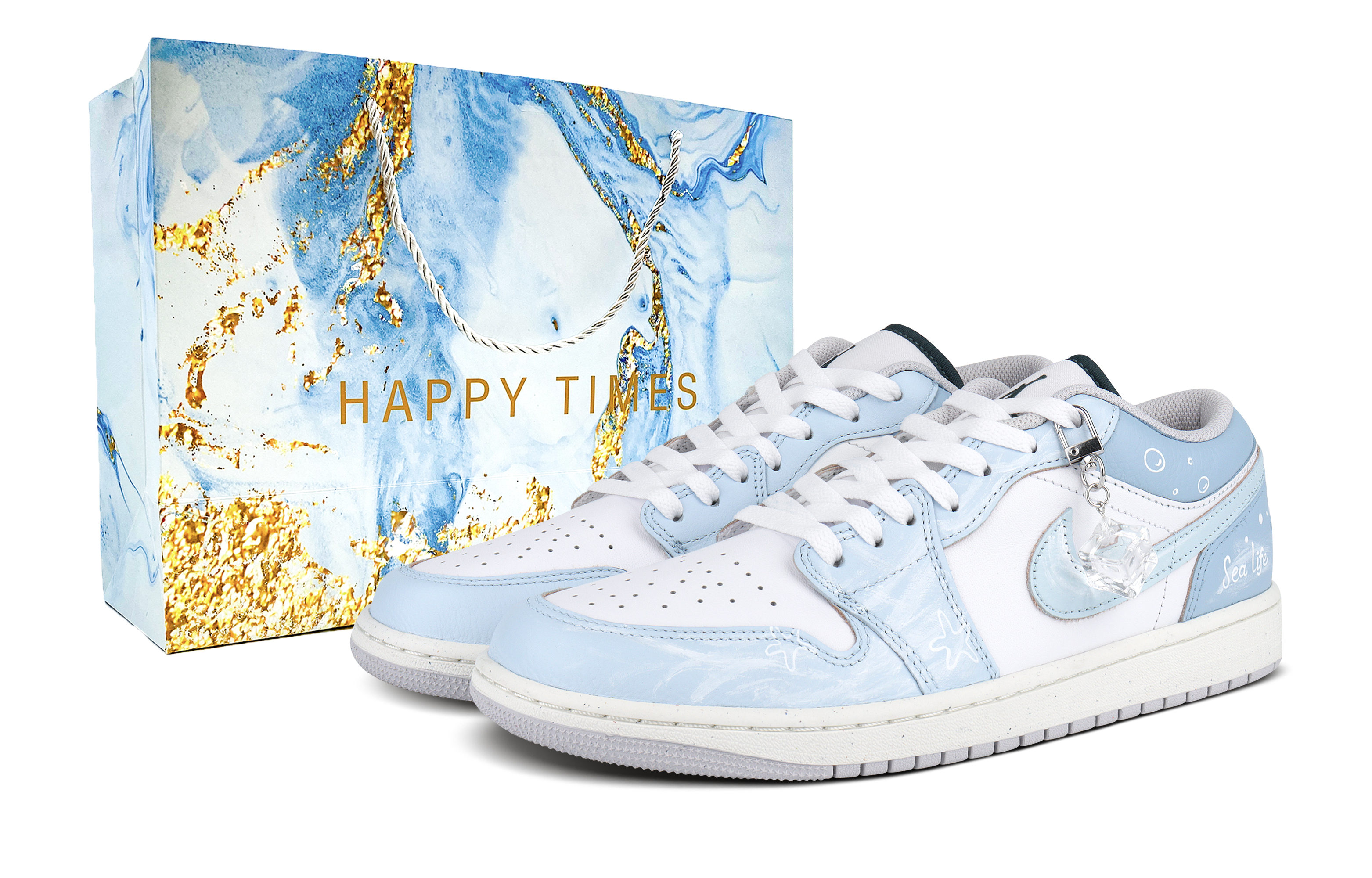 Jordan Air Jordan 1 Leather Abrasion Resistant Breathable Low top Vintage Basketball Shoes Men’s Blue White