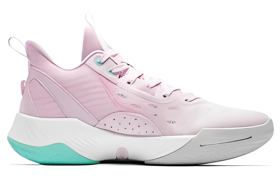 QIAODAN Abrasion Resistant Slip Resistant Mid top Basketball Shoes Men’s Pink Green