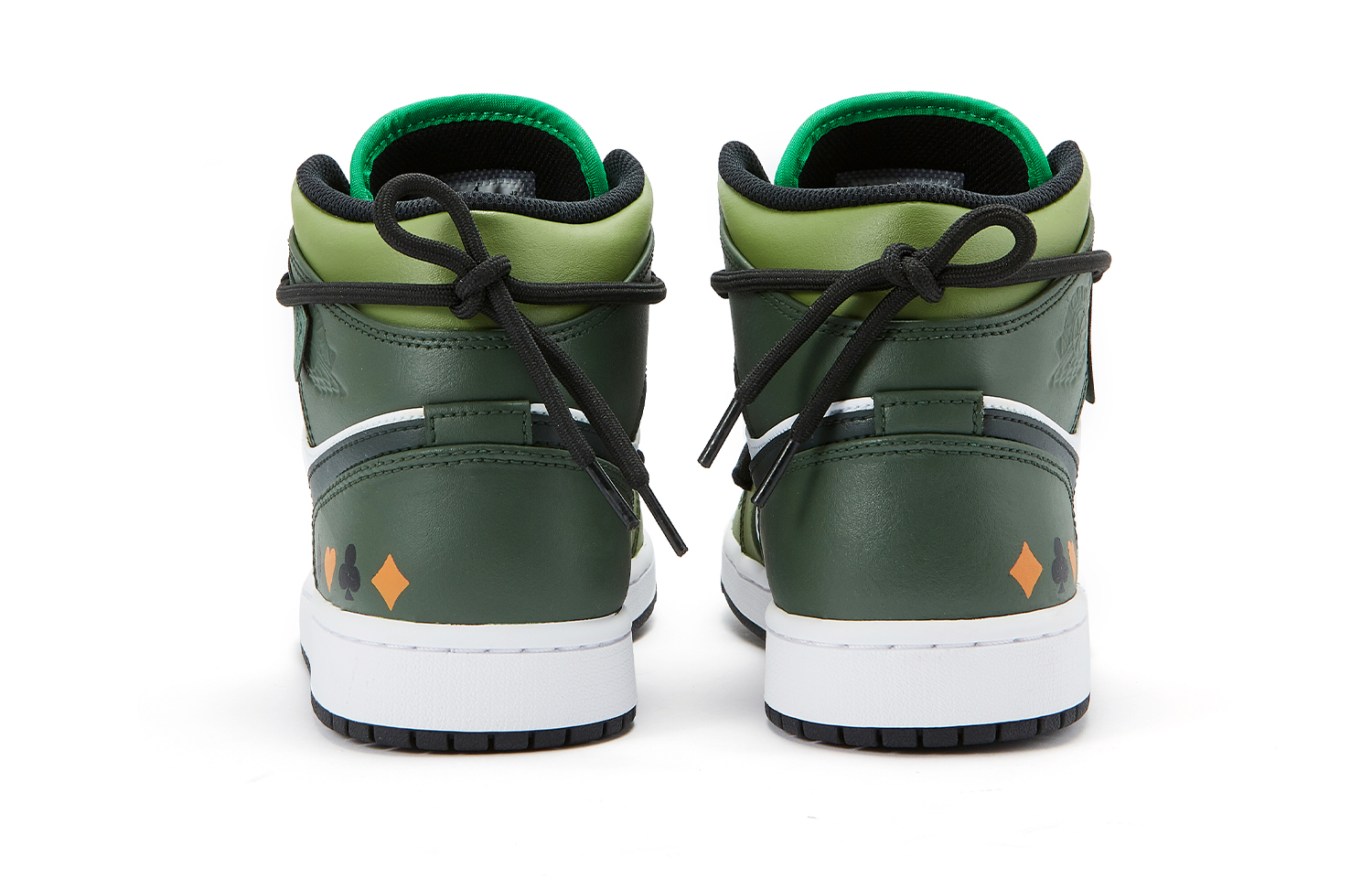 Jordan Air Jordan 1 Poker Cards High top Vintage Basketball Shoes Women’s Green Orange White
