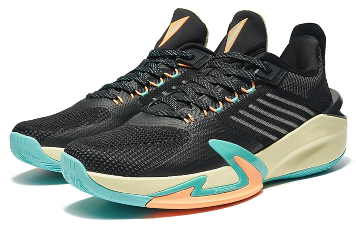 XTEP Light Feather 2nd Comfortable Cushioning Abrasion Resistant Lightweight Low top Basketball Shoes Men’s Black Green