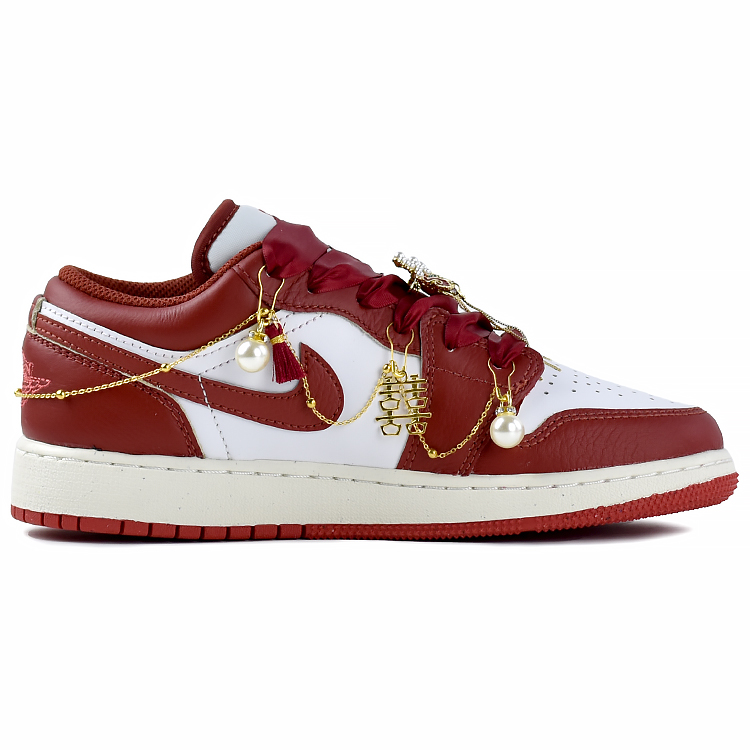 Jordan Air Jordan 1 Slip Resistant Abrasion Resistant Low top Vintage Basketball Shoes Women’s Red White