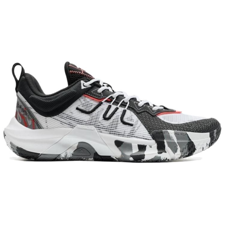XTEP Slip Resistant Abrasion Resistant Low top Basketball Shoes Men’s Black White Gray