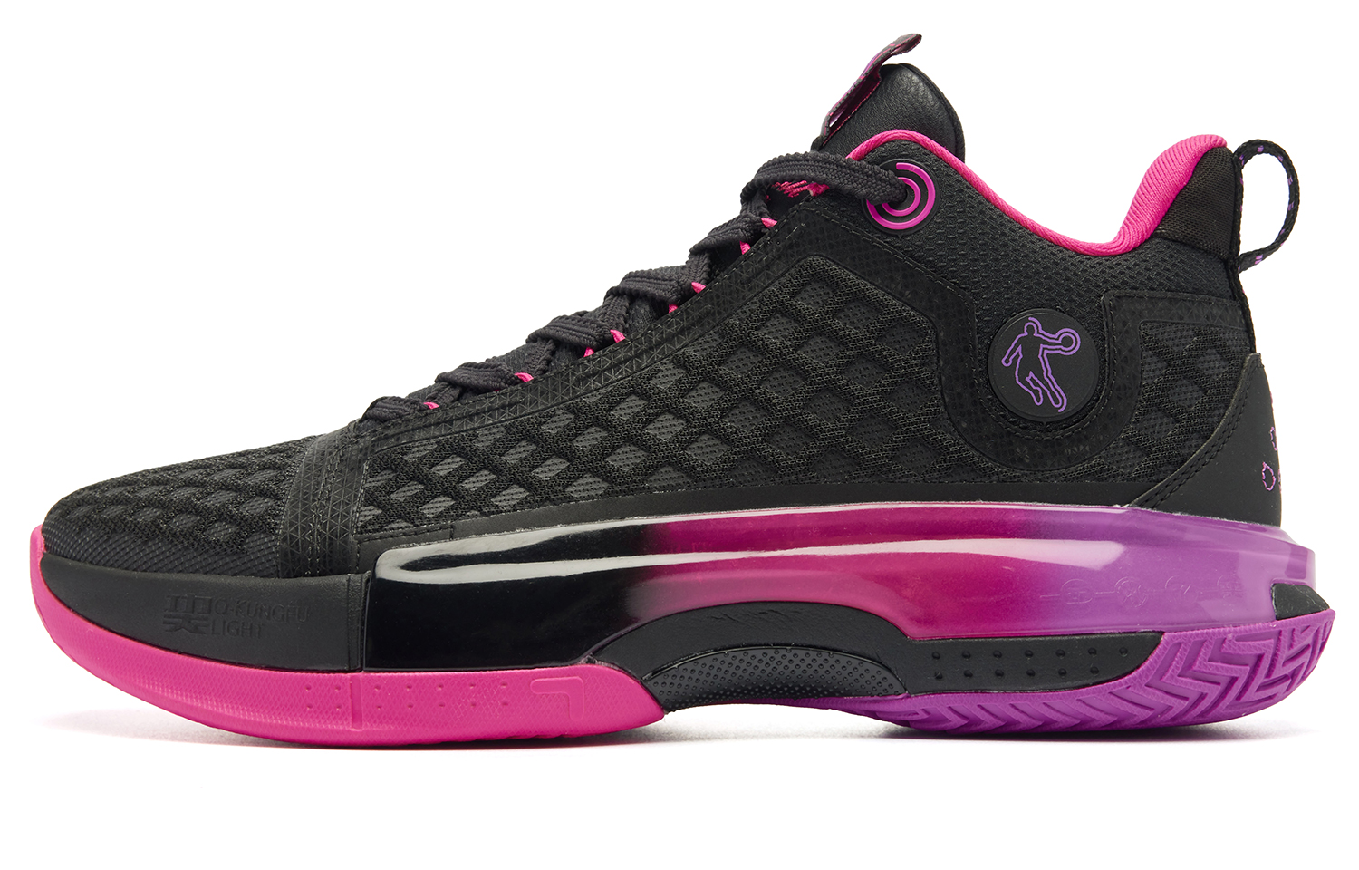 QIAODAN Halberd 7 Basketball Shoes Men’s Mid Top Black Flying Shadow Purple