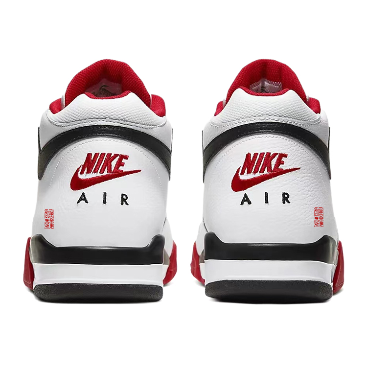 Nike Flight Legacy Cushioning Slip Resistant Abrasion Resistant Mid top Vintage Basketball Shoes Unisex Red White