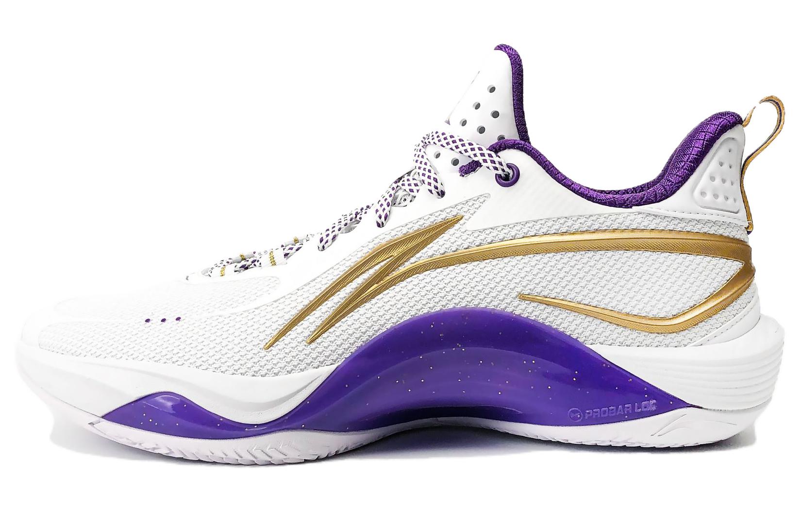 Li Ning Basketball Shoes Men’s Low Top White/Purple/Gold