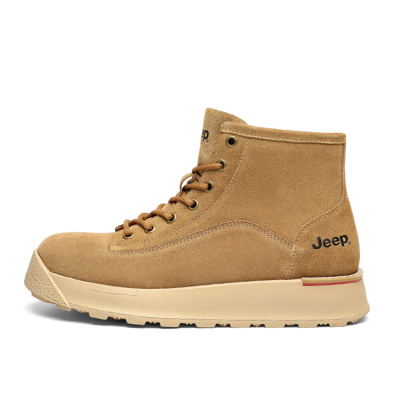 Jeep Cow Split Leather Work Boots Men's Earth Yellow