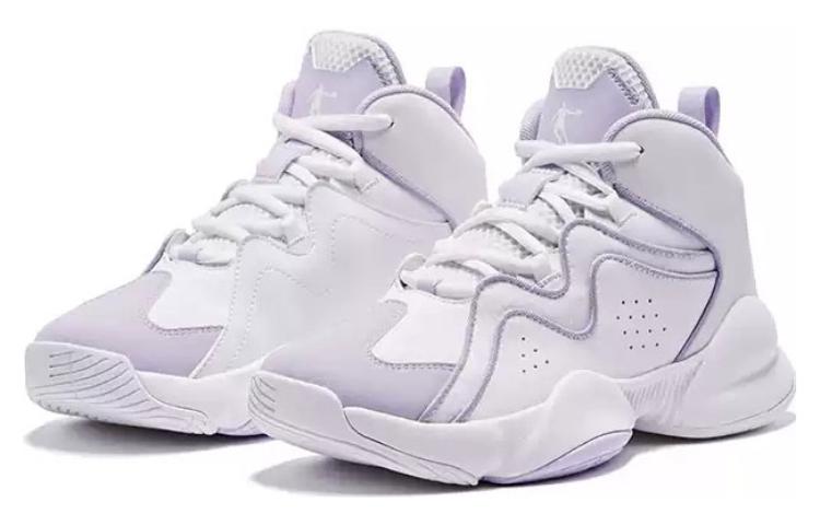 QIAODAN Fleece lined Cushioning Slip Resistant Lightweight Thermal High top Basketball Shoes Women’s White Purple