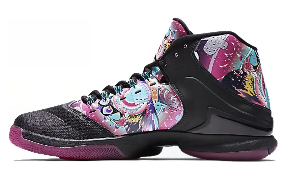 Jordan Super.Fly 4 PO CNY Slip Resistant Lightweight Non slip Lightweight Mid top Basketball Shoes Men's Black Purple