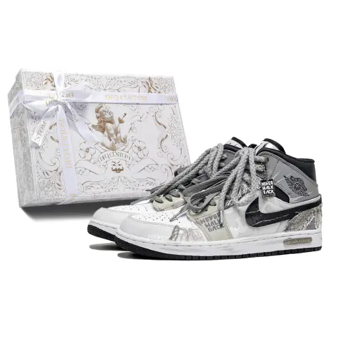 Jordan Air Jordan 1 Da Vinci Custom, Box, Yadan Abrasion Resistant Breathable Abrasion Resistant Breathable Mid top