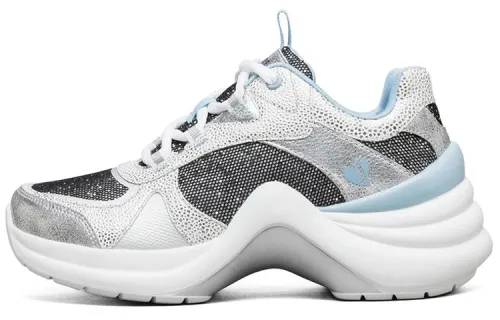 Skechers Solei St Textile, Leather Low top Chunky Sneakers Women's Black Silver Blue