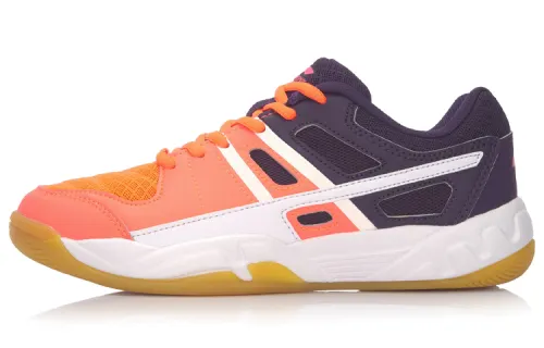 Li Ning Attack Badminton Shoes Women's Low Top Orange/White/Purple