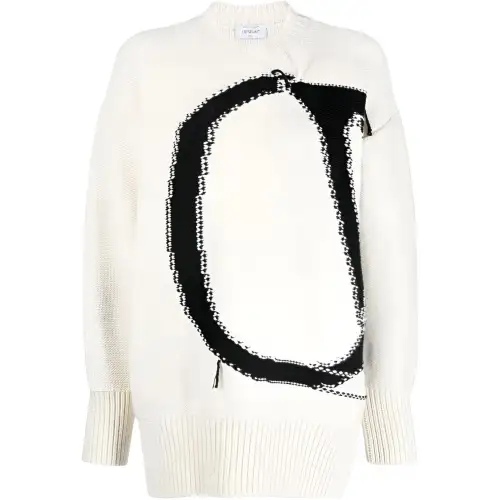 OFF WHITE Logo Intarsia Crewneck Jumper