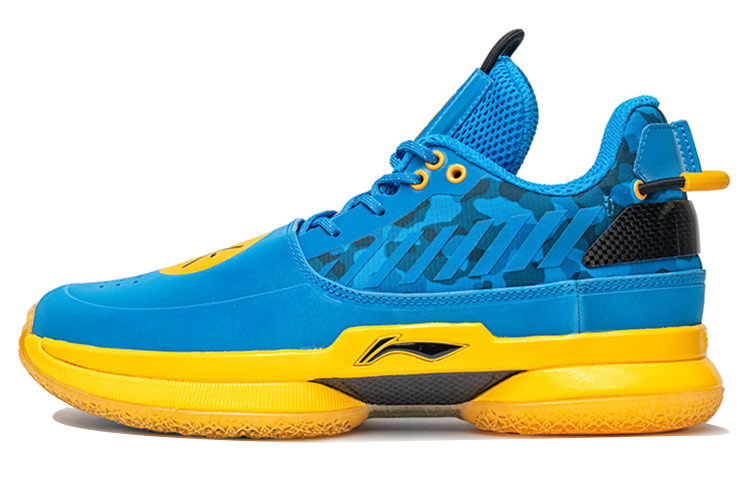 Li Ning WOW 7 Cushioning Slip Resistant Abrasion Resistant Low top Basketball Shoes Men’s Blue Yellow