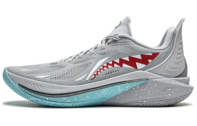 Li Ning SONIC 12 Great White Shark Low top Basketball Shoes Men's Gray Red